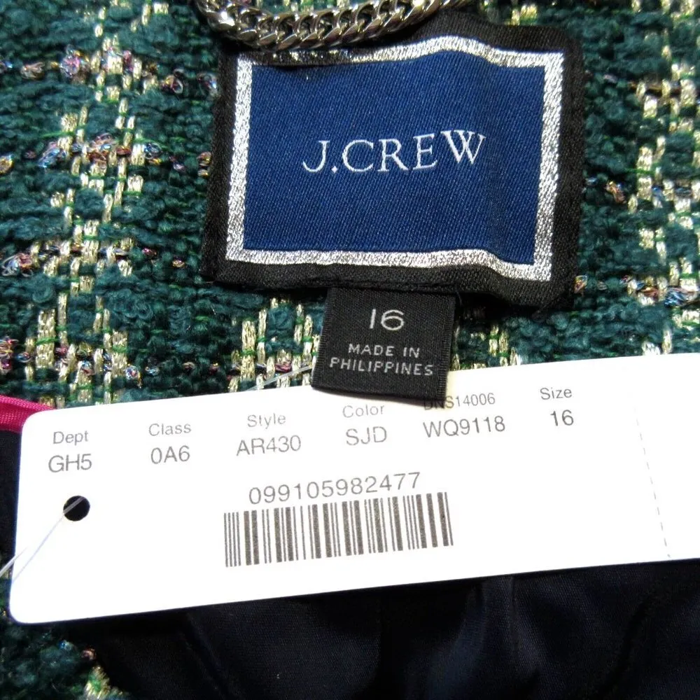 NWT J.Crew Lady Jacket in Spicy Jade Emerald Metallic Tweed Blazer 16 - Image 4