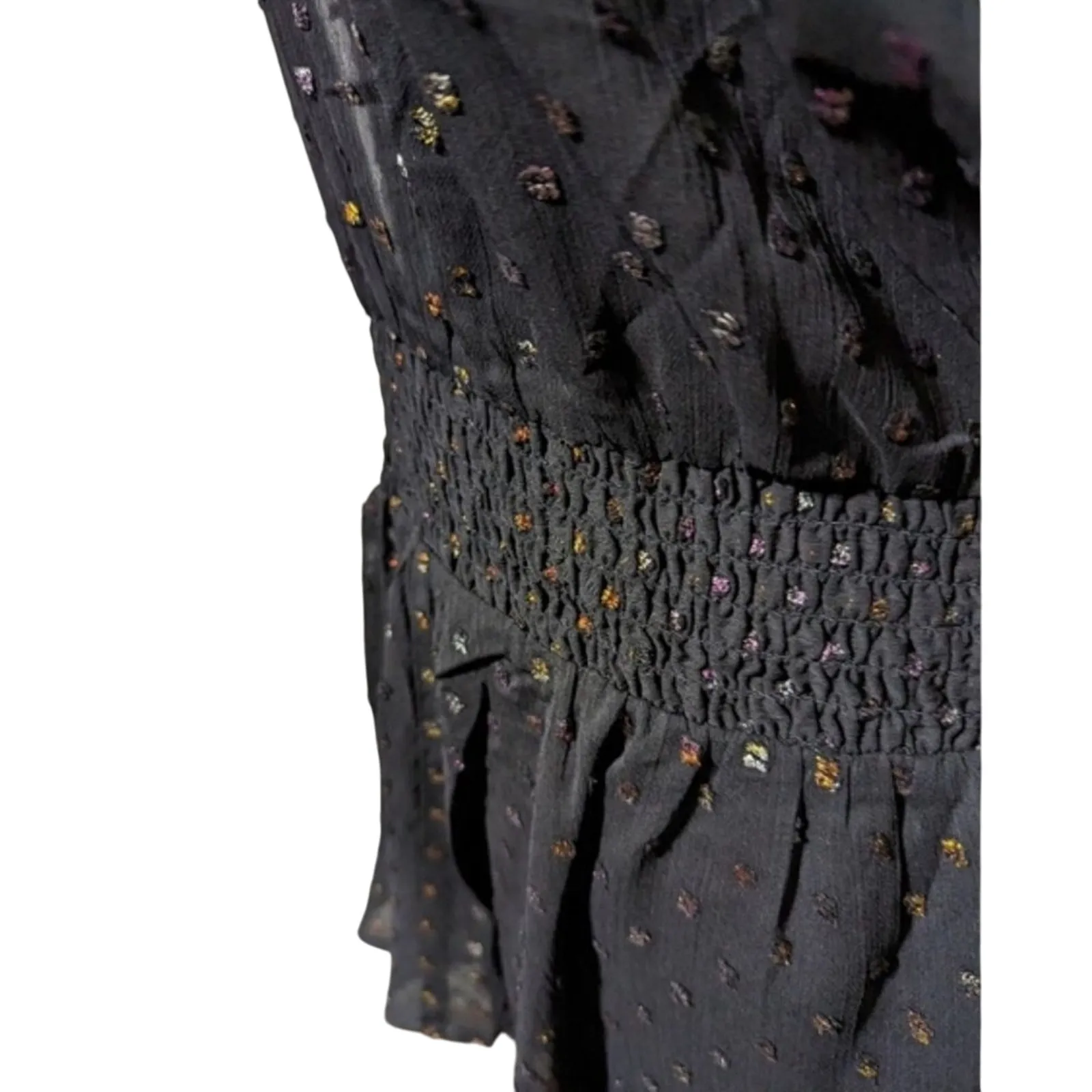 TORRID Chiffon Rainbow Clip Dot Smocked Waist Extreme High Low Top New w/ Tag - Image 8