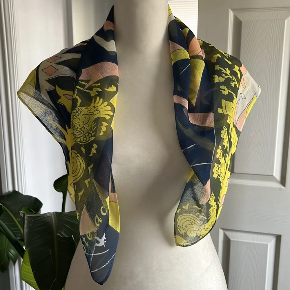 Cotelac Chickens And Animals Abstract Art Scarf Yellow - Image 9