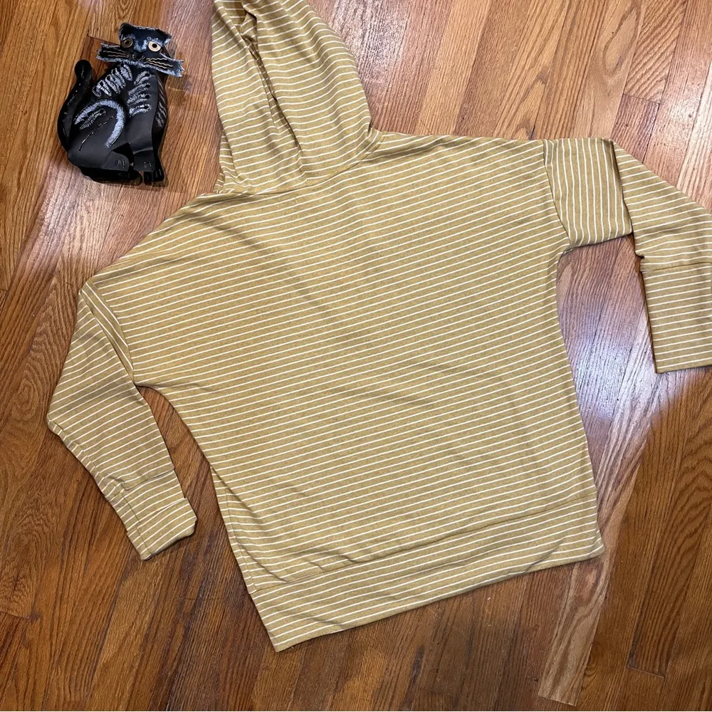 Sundance Mustard Yellow Striped Oversize Hoodie Lightweight Sweatshirt Size Med - Image 5