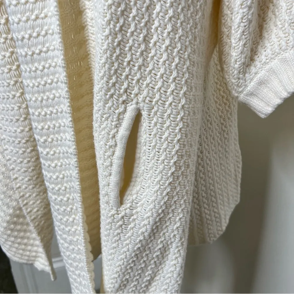 Guess Jeans Open Front Cotton Knit Sweater Cardigan Women’s Size Large Cream - Image 2