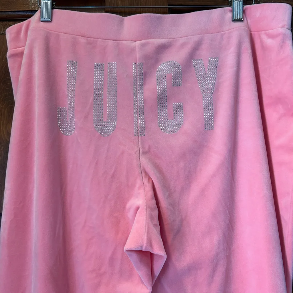 Juicy by Juicy Couture Baby Pink Velour  Pants Sweatpants Size XXL Y2K - Image 3