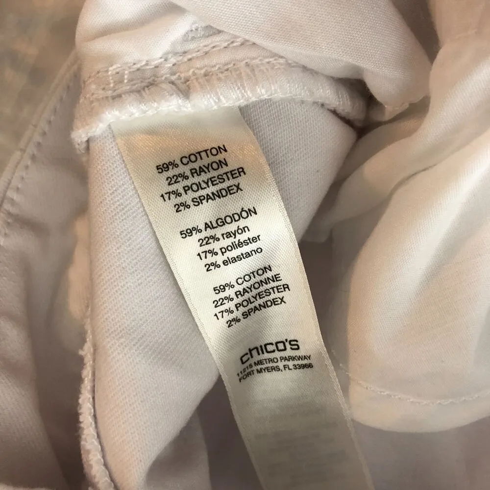 Chicos Womens Jeans Capri Girlfriend Cuffed Stretch White Size 2.5 US 14 - Image 5