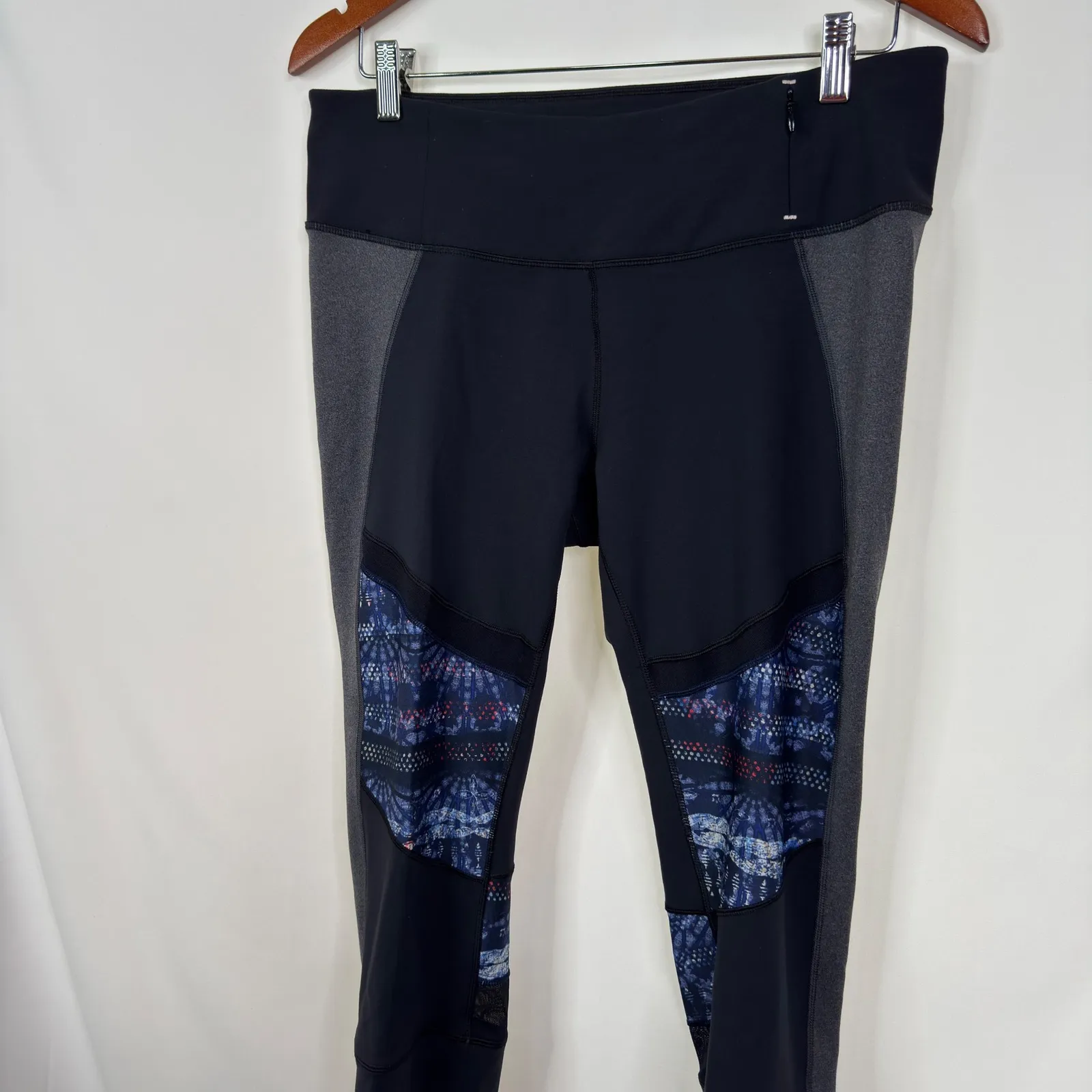 CALIA by Carrie Underwood Ribbed Capri Leggings Black Blue Boho Size L NWT Size L - Image 5