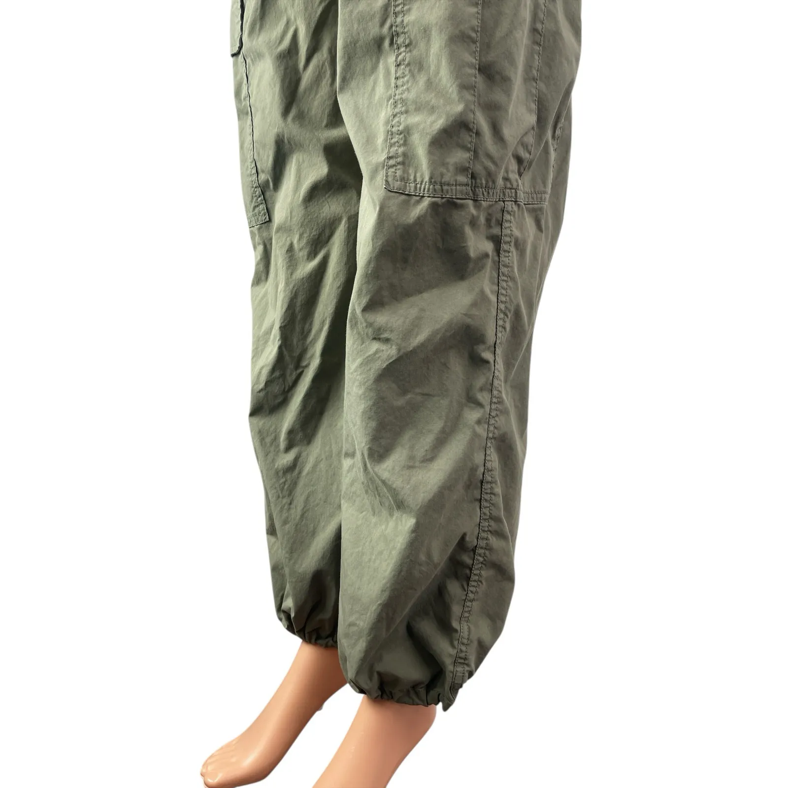 Uniqlo Women's Green High Waisted Cargo Jogger Trousers Utility Pants Size M - Image 2