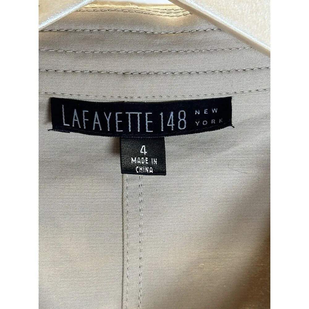 Lafayette 148 Womens Blazer Lightweight Jacket 2-Way Zip Size 4 Tan Ruffle - Image 3