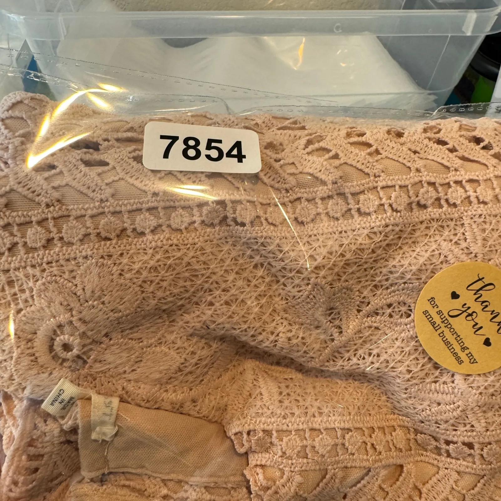 Tea n Rose Boho Lace Crochet Midi Dress Womens Small Pink Coquette Feminine - Image 16