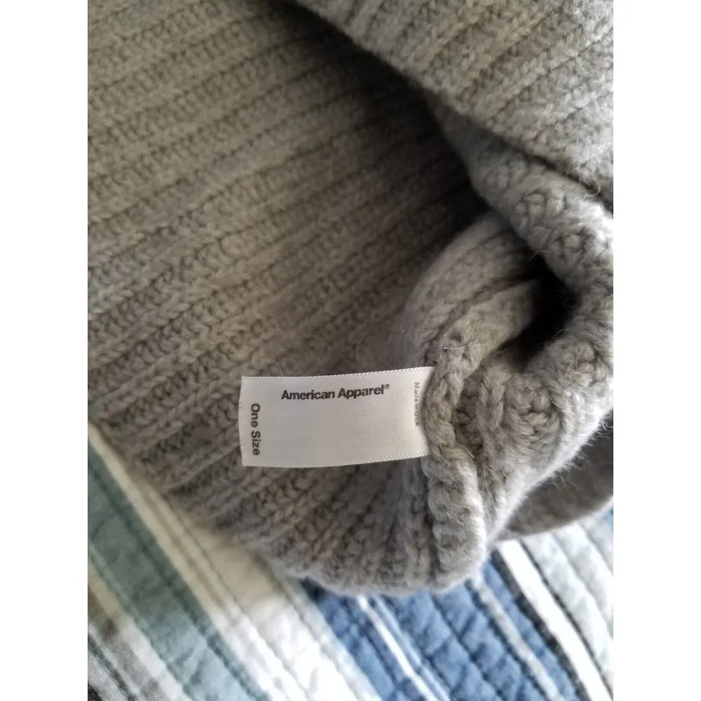 AMERICAN APPAREL Gray Chunky Wool Blend Sweater Cowl Neck Long Sleeve Crop OS - Image 10