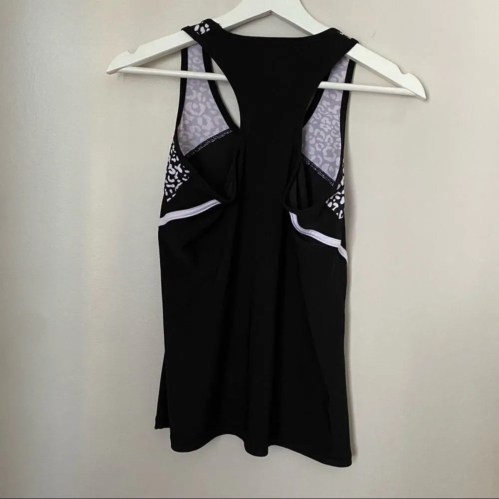 Vogo Athletica Tank Top Black White Pattern Leopard Athleisure Workout Neutral Size M - Image 5