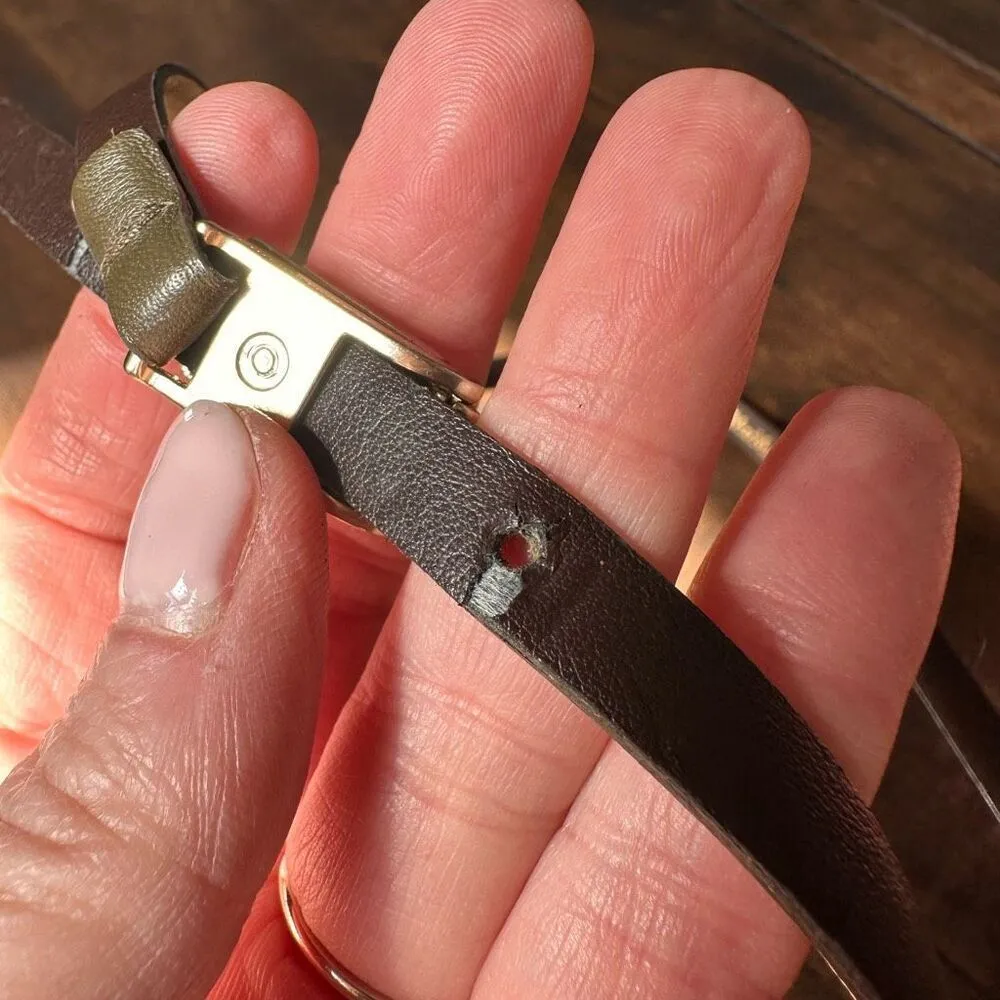 MaxMara Thin Olive Green Leather Belt Size 40‎ - Image 7