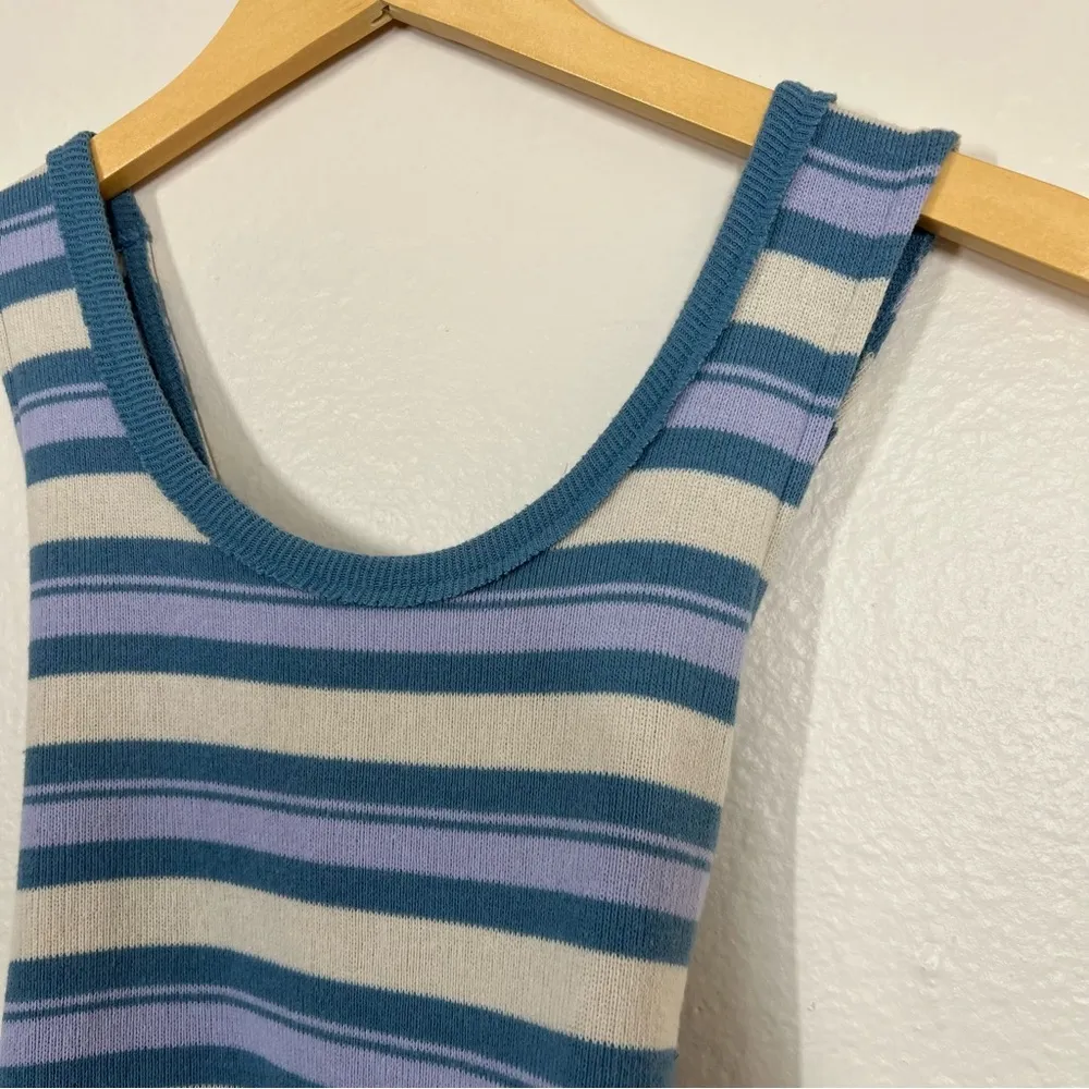 We The Free Blue Stripe Knit Workshop Tie Back Tank - Image 4