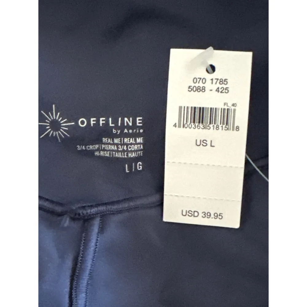 Offline By Aerie Real Me 3/4 CROP‎ High Rise Leggings  NAVY LARGE NWT - Image 6