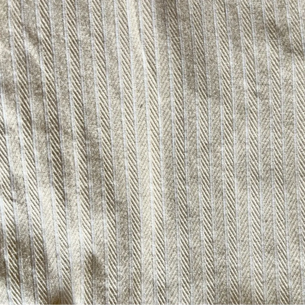 Talbots button down shirt structured neutral tan stripe | Size 10 preppy style - Image 9