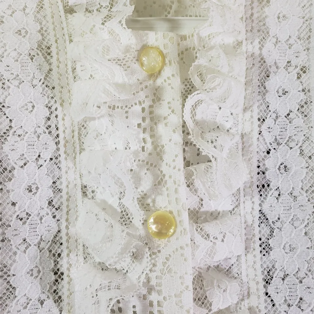 New Tumbleweeds Vintage Size 6 White Pink Floral Lace Blouse and Skirt Set - Image 7