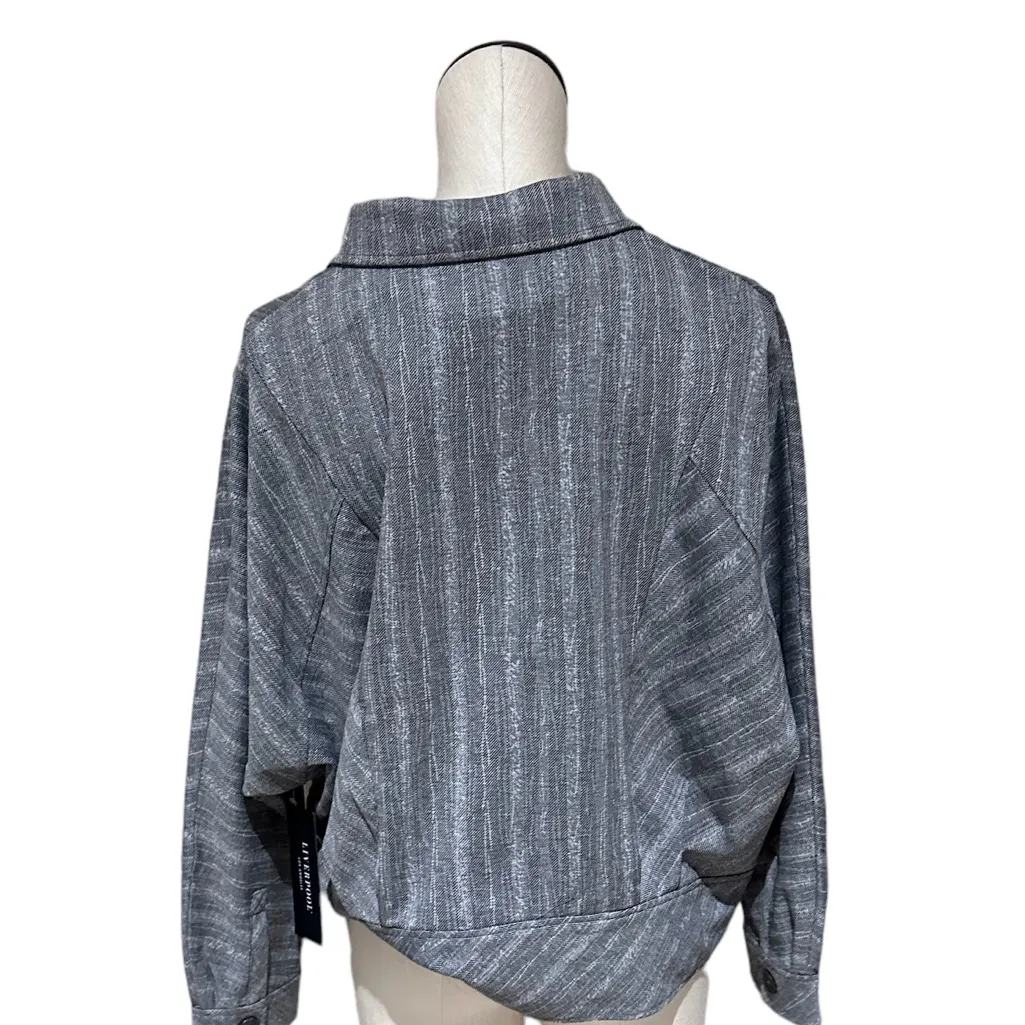 NWT Liverpool Los Angeles Cocoon Button Up Pewter Black Sketchy Stripe - Image 8