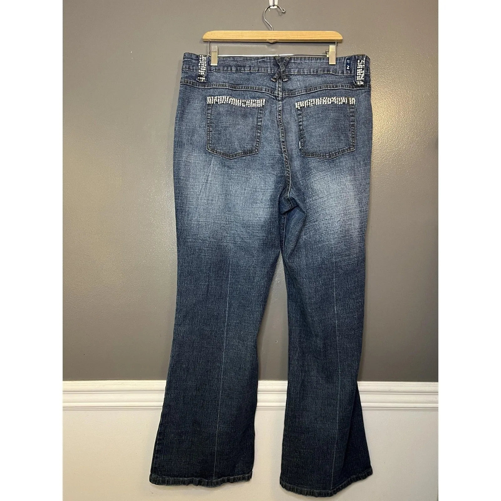 Zana Di Jeans Womens 22 Blue Bootcut Rhinestone Embellished Stretch Denim Bling - Image 6