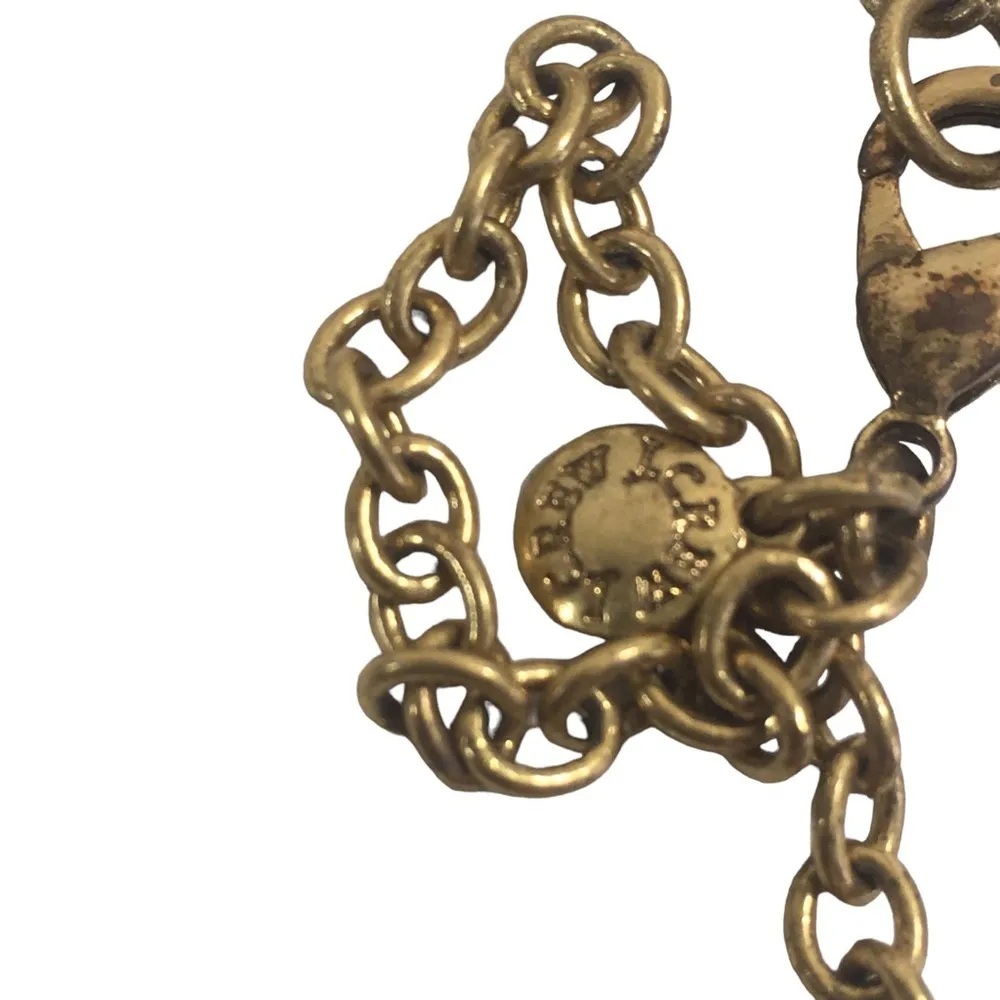 J Crew statement necklace gold tone blue glass floral 20" - Image 7