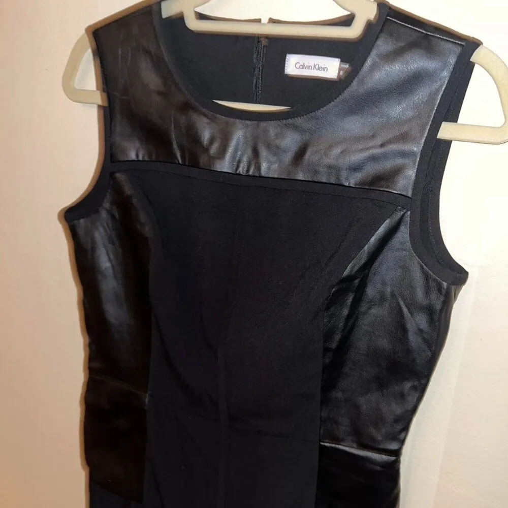 Calvin Klein LBD - faux leather detail - Image 2