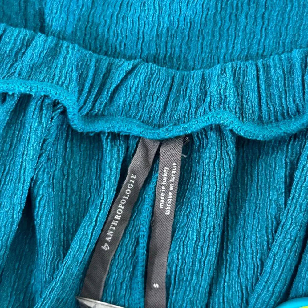 Anthropologie Elodie Off Shoulder Puff Sleeve Top Turquoise Blue Size Small - Image 8