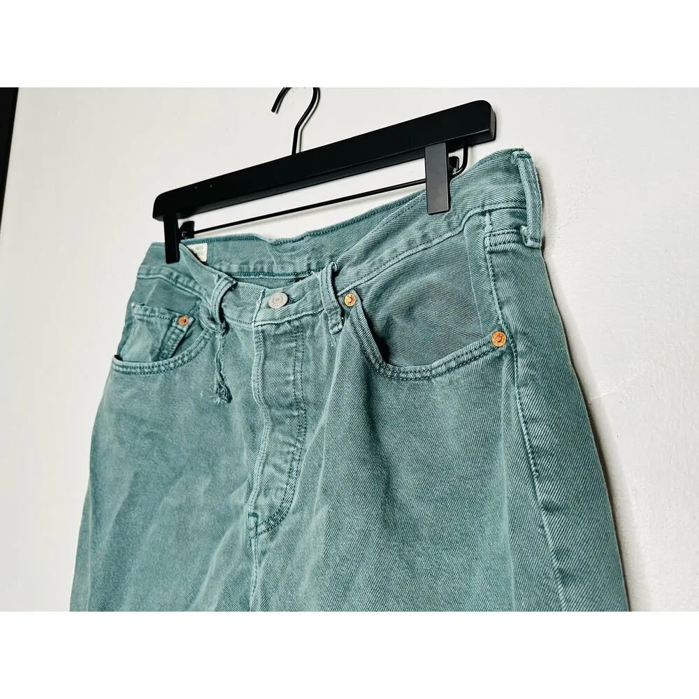 Levi's Premium 501 Original Green Misty Silver Pine Cropped Jeans Size W31 L26 - Image 7