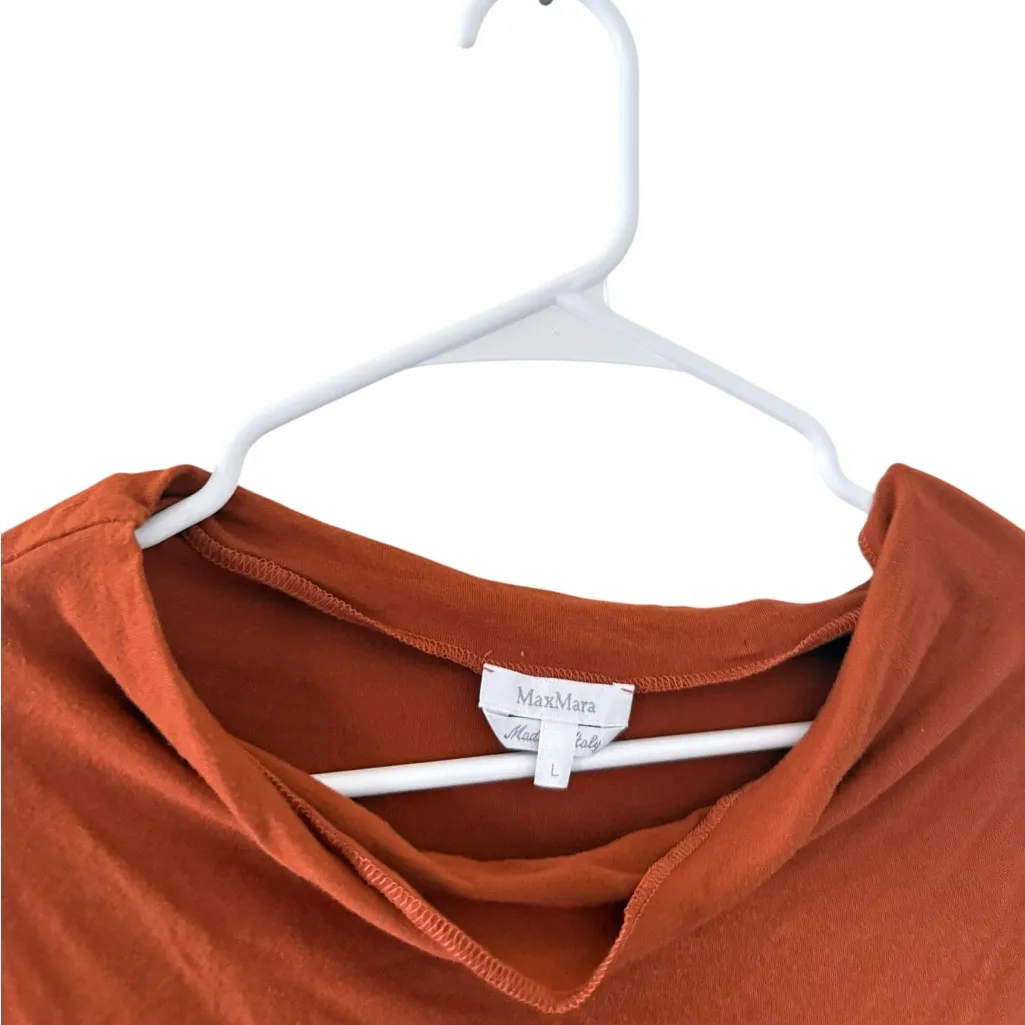 Max Mara  Cowl Neck Rust Orange Long Sleeve Top - Image 5