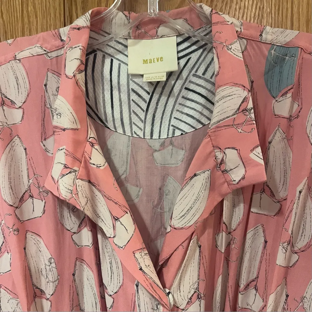 Maeve by Anthropologie Tourista Sailbot Anchor Belted Short Romper‎ Pink Size 6 - Image 8