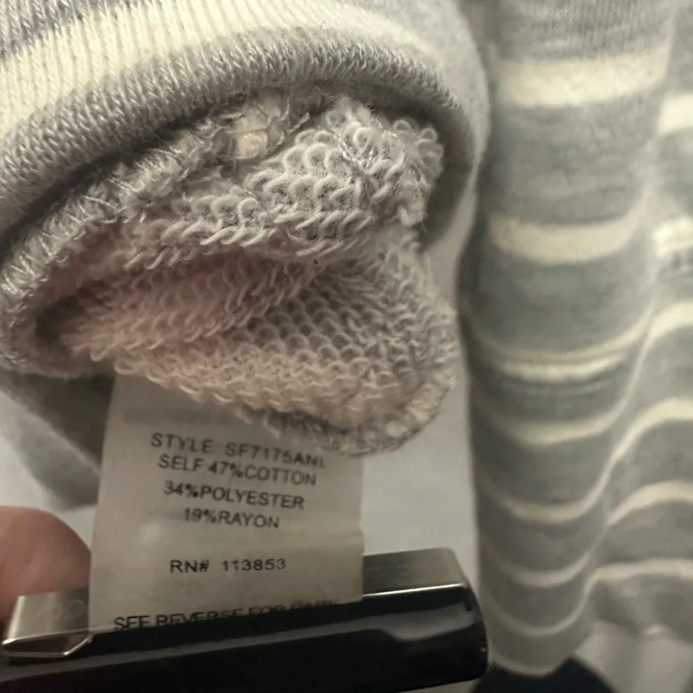 Market & Spruce Elissa French Terry Striped Moto Jacket Gray White Size XL NWT - Image 5