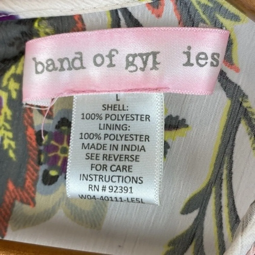 Band of Gypsies Ivory Floral Print Romper Dress Shorts L - Image 5