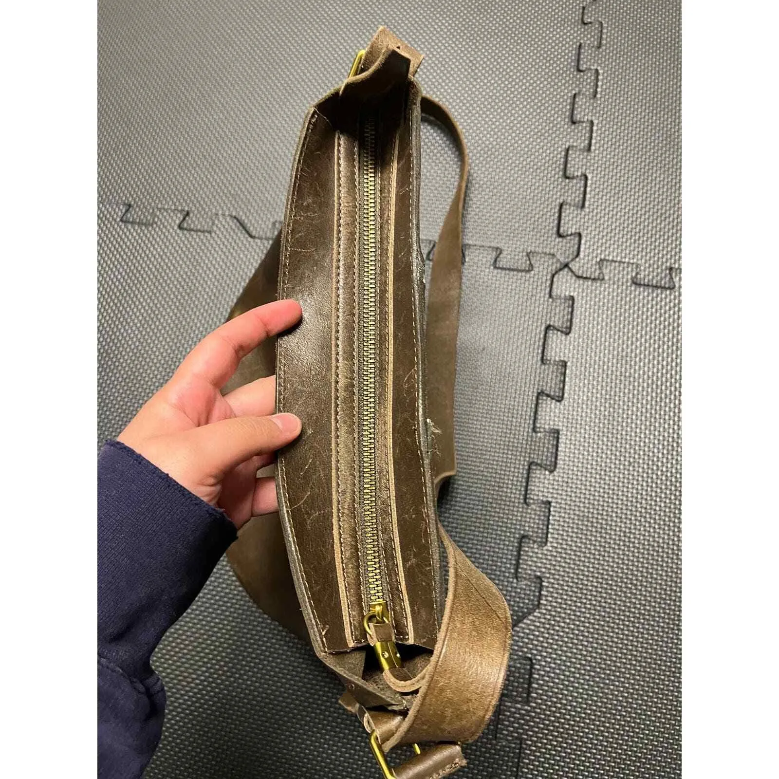 Madewell The Medium Transport Tote Suede Inset Edition Brown Leather Purse - Image 6