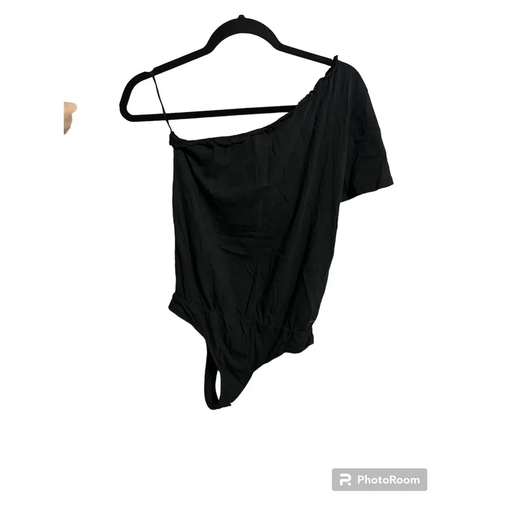 n:PHILANTHROPY Womens Black One Shoulder Ruffled Collar Bodysuit Top M - Image 32