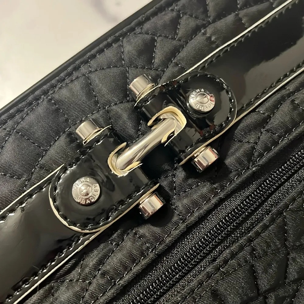 Vera Bradley Quilted Clutch Black Patent Leather Purse with Silver Tone Accents - Image 4