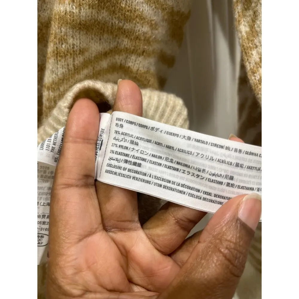 NWT Abercrombie & Fitch Eyelash Zebra Tan Print Sweater Sz M - Image 7