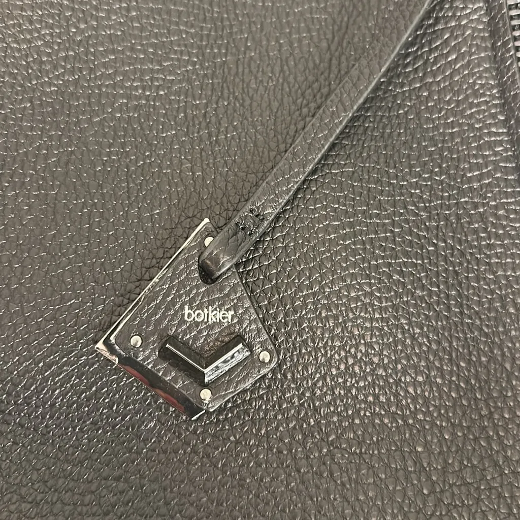 $298 BOTKIER LEATHER SOHO EXPOSED ZIP TRIM TOTE SHOULDER BAG BLACK/GUNMETAL - Image 2