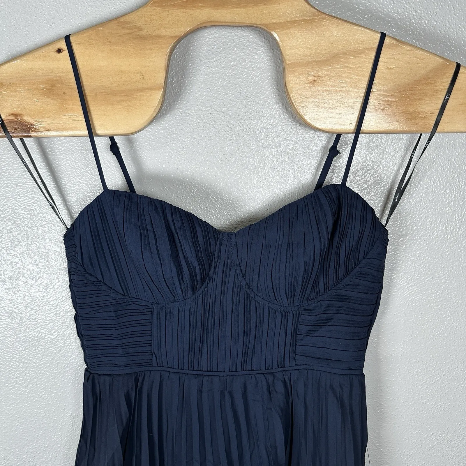 NEW Lulus Cascading Crush Tiered Bustier Midi Dress Navy Blue Size Medium Formal - Image 2