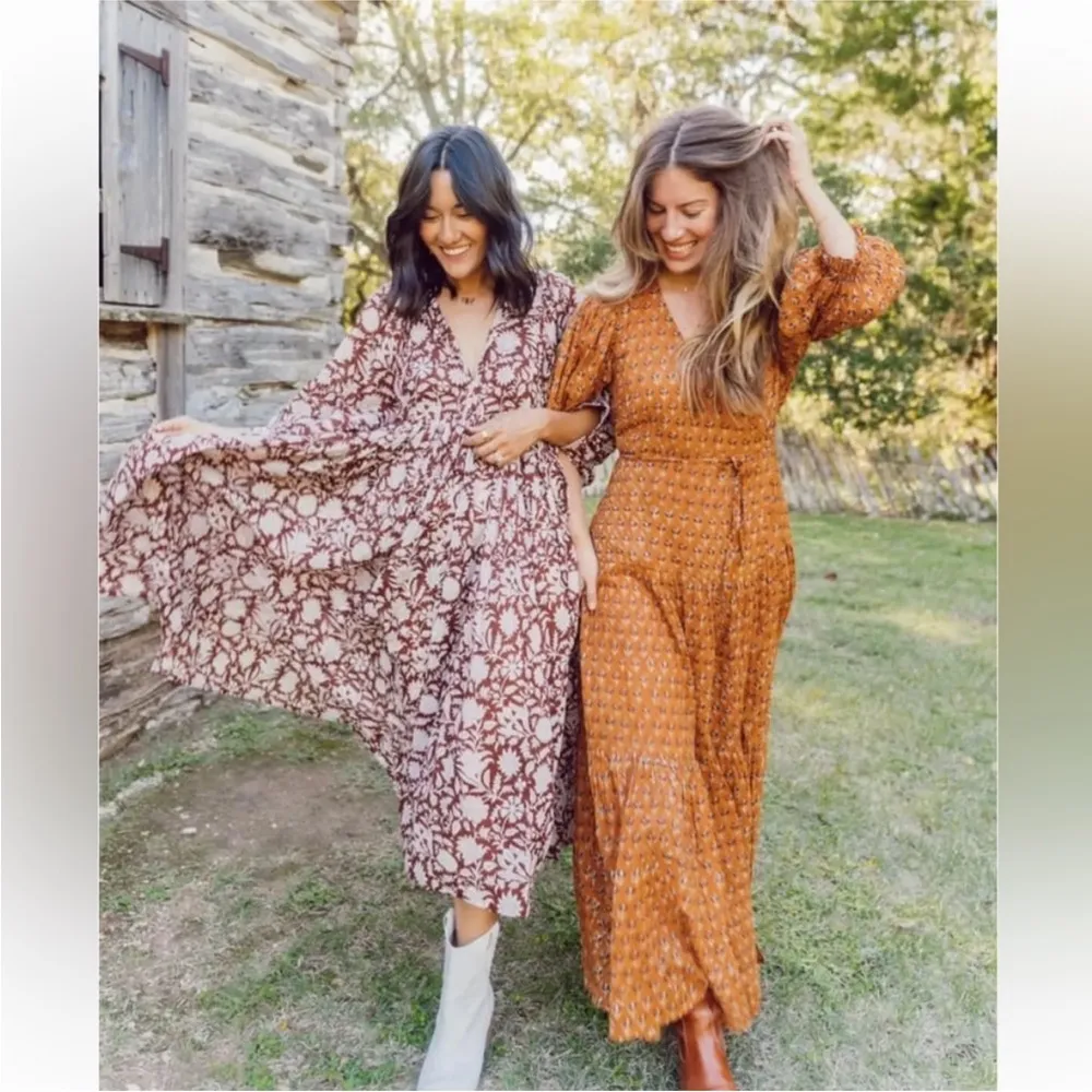 Daughters of India Zuri Wrap Dress in Autumn NEW Brown Size XS - Image 6