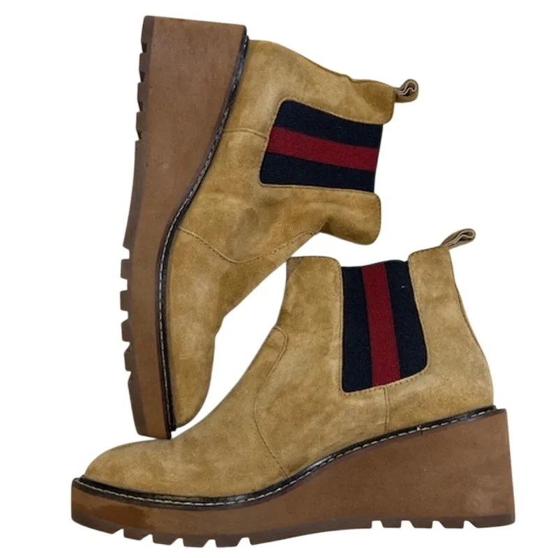 CECELIA NEW YORK Women's Suede Chelsea Boots Sz 6.5 Tan Wedge Booties Gemma Gwen - Image 2