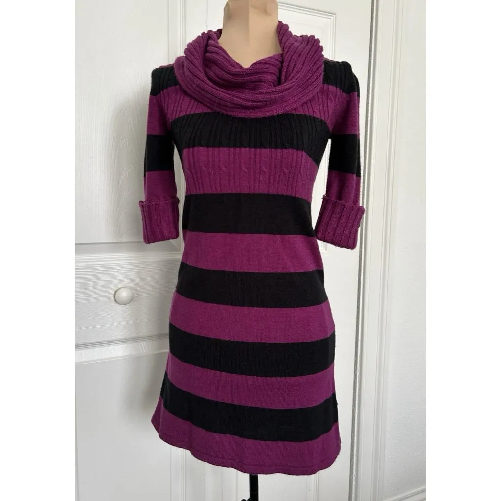 Takeout Black and Magenta Striped Sweater Dress Size XS - Image 3