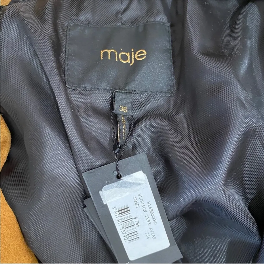 Maje genuine suede leather aviator jacket with removable collar BLOGGER FAVORITE - Image 12