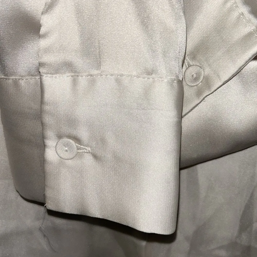 ZARA  Pearl White Satiny Button Down Shirt(Size Small) - Image 8