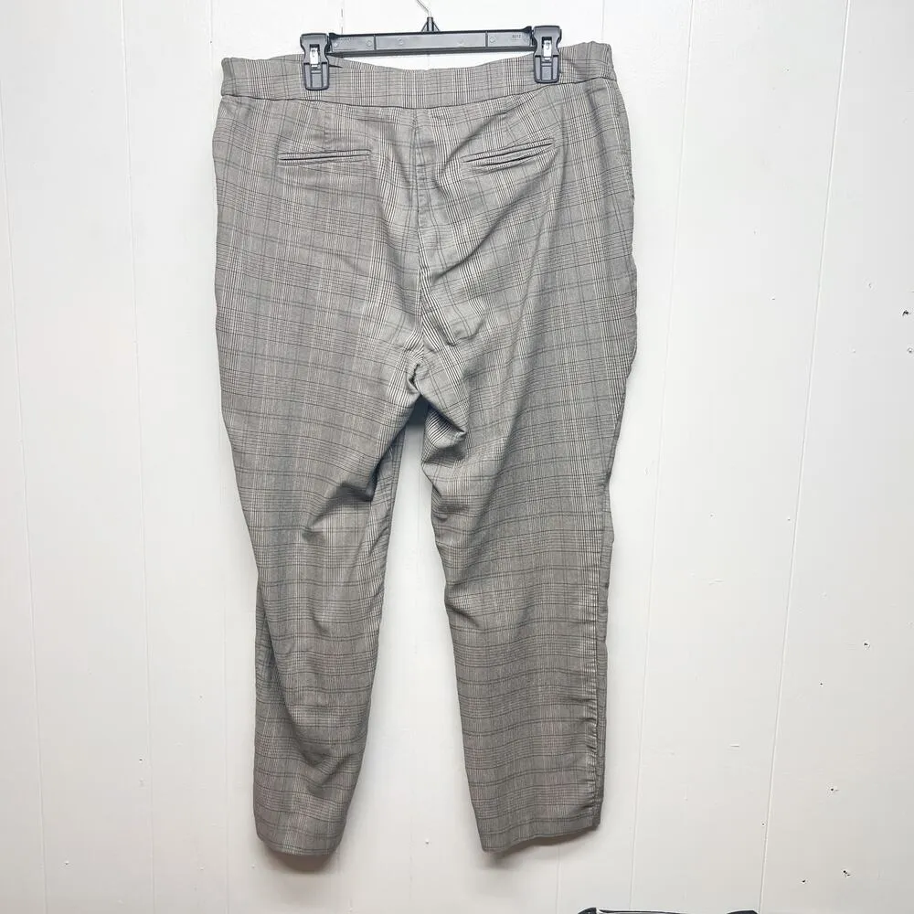 Hilary Radley Pull On High Rise Plaid Women's Gray Pants Size XL Side Pockets - Image 6