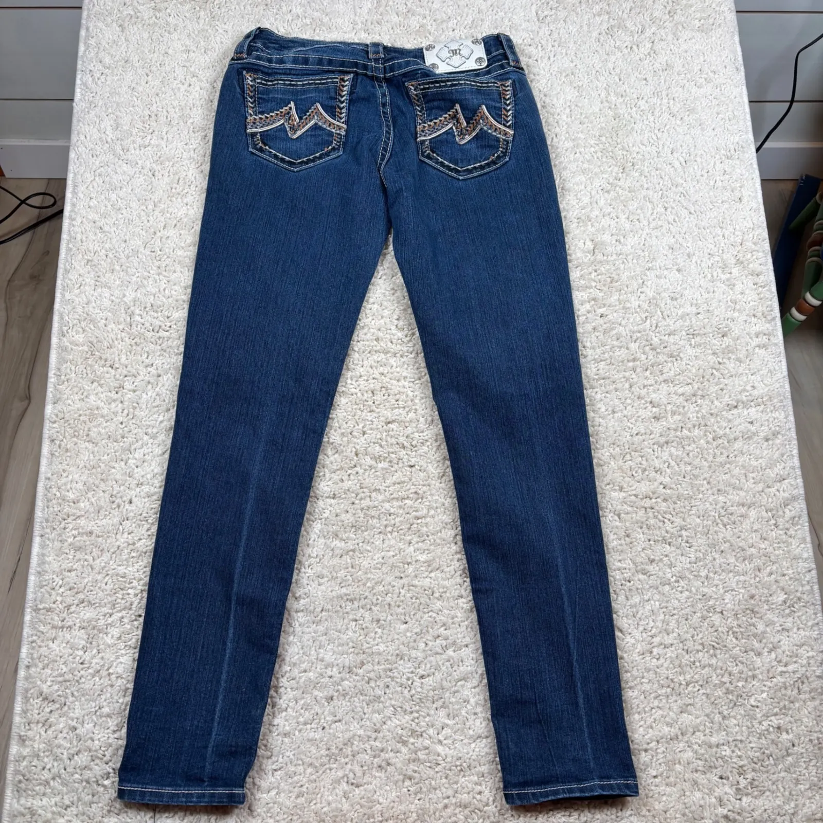 Miss Me Signature Skinny Jeans Embellished Pockets Blue Denim Size 29 - Image 9