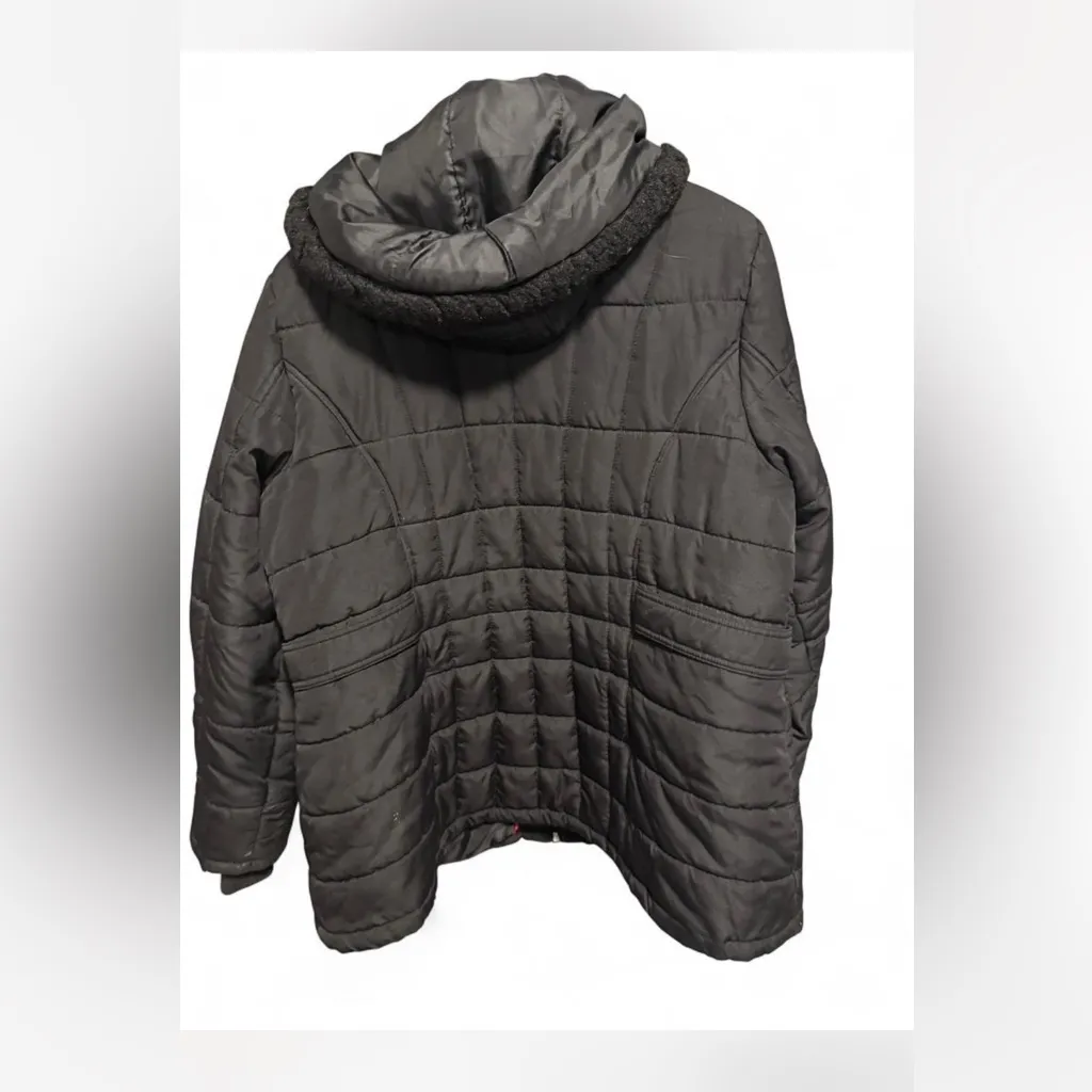 Faded Glory Black Quilted Hooded Jacket women’s size 2x - Image 2