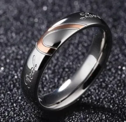 2pcs Heart Shaped Couple Rings Silver - Image 3