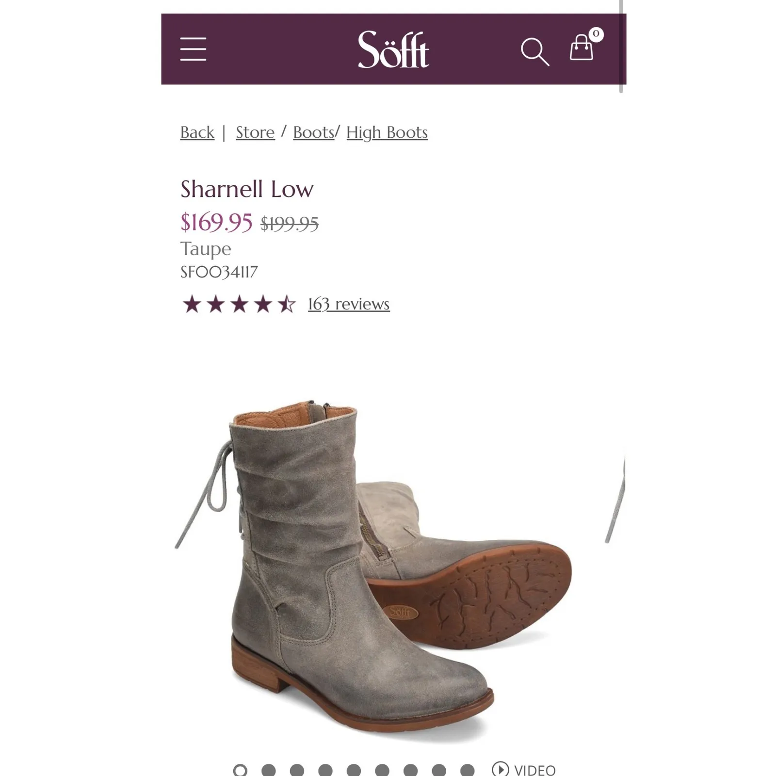 Söfft Sharnell Low Women's Gray Suede Leather Ankle‎ Boots Lace - Image 12