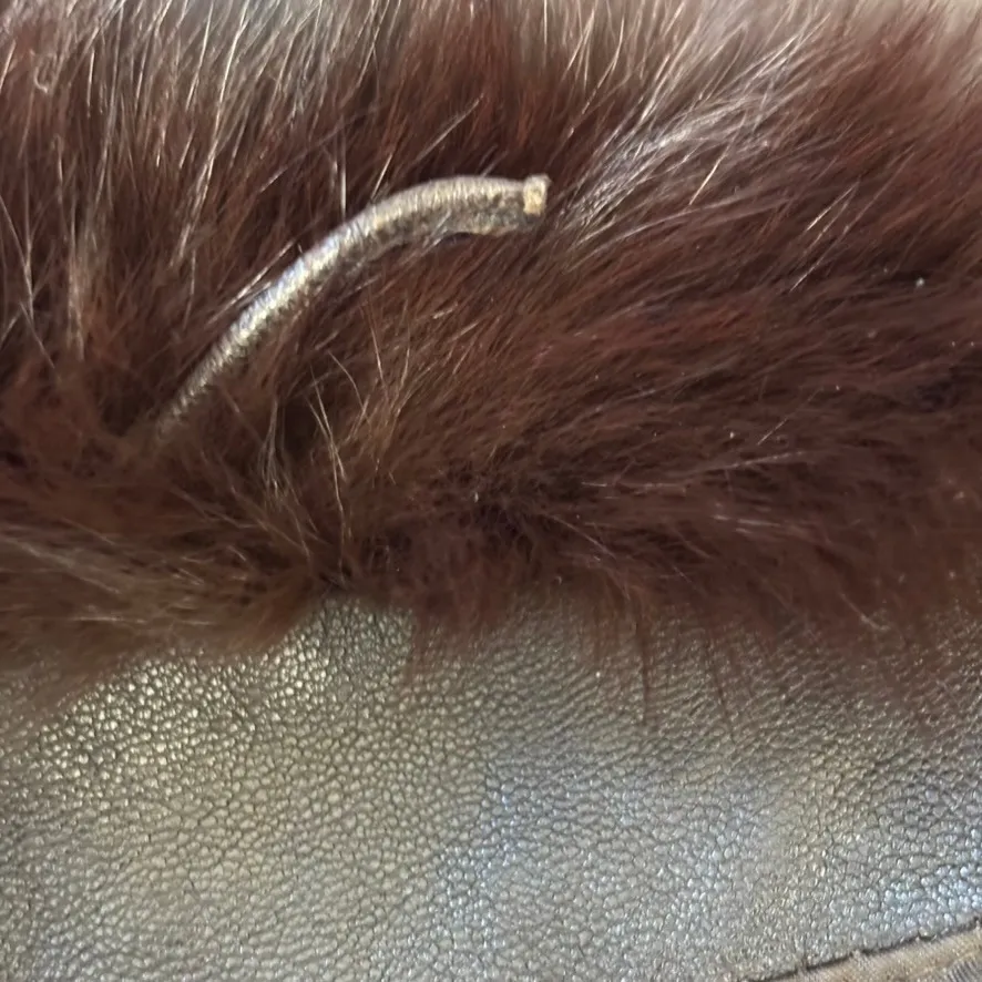 Vintage Rallee Leather Fox Fur Coat Sz L Chocolate Brown Thermolite Maximalism‎ Size L - Image 14