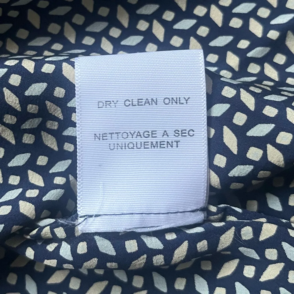 Joie Anthropologie Blue Tan Geometric Print 100% Silk Long Sleeve Top Size M - Image 6