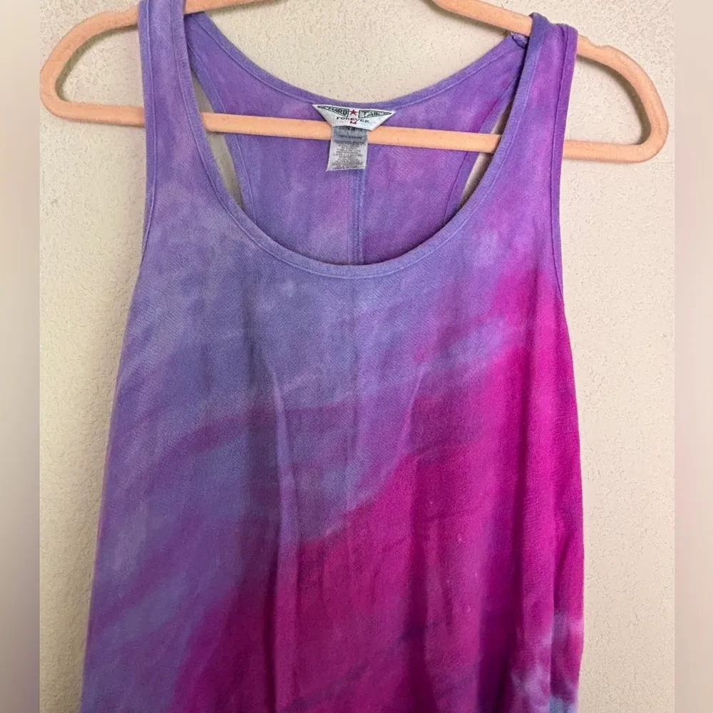 Hard Tail Forever Pink Purple Tie Dye Ombré Asymmetrical Maxi Tank Dress M Size M - Image 3