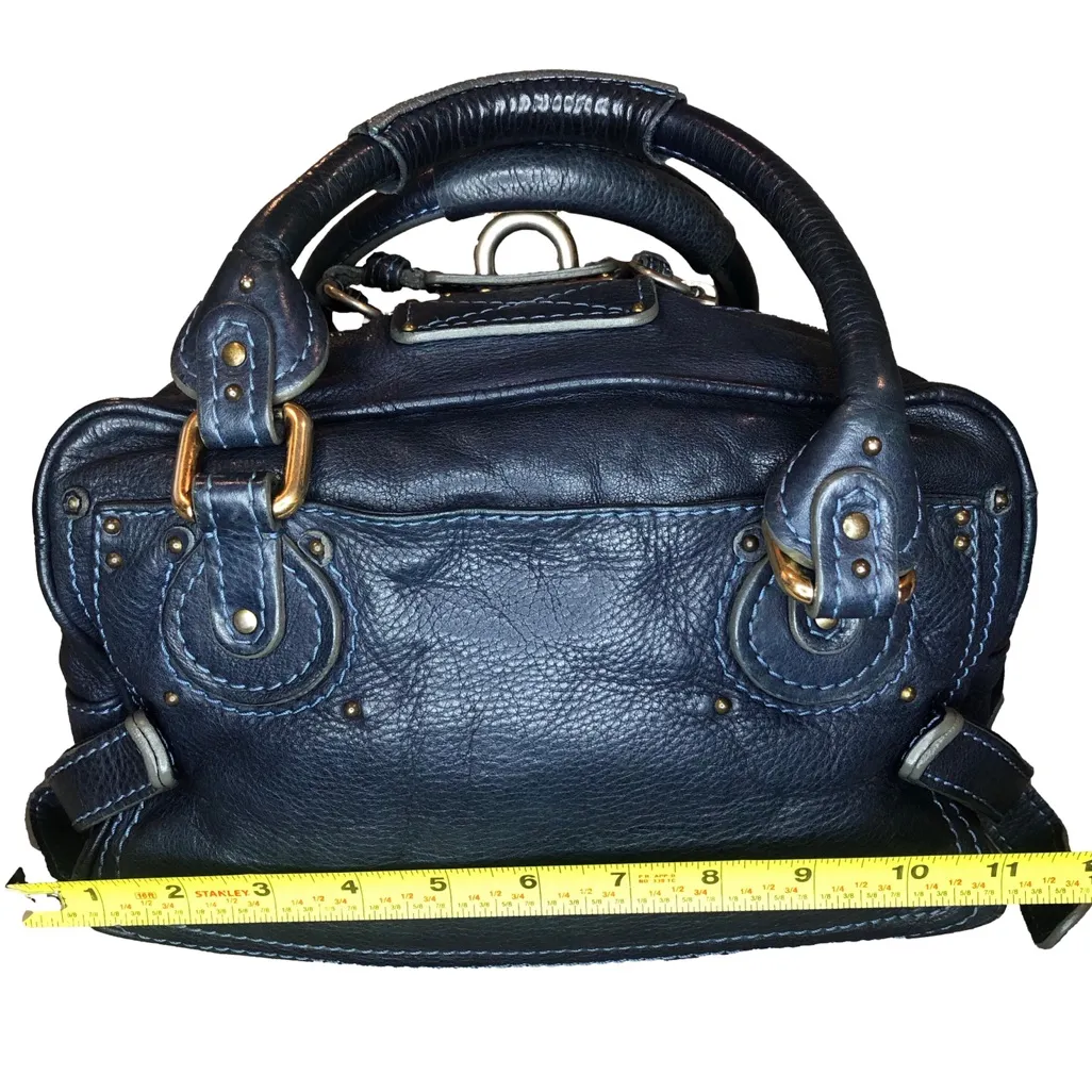 CHLOE Paddington Navy Blue Leather Satchel Hand Bag with Lock & Key - Image 8