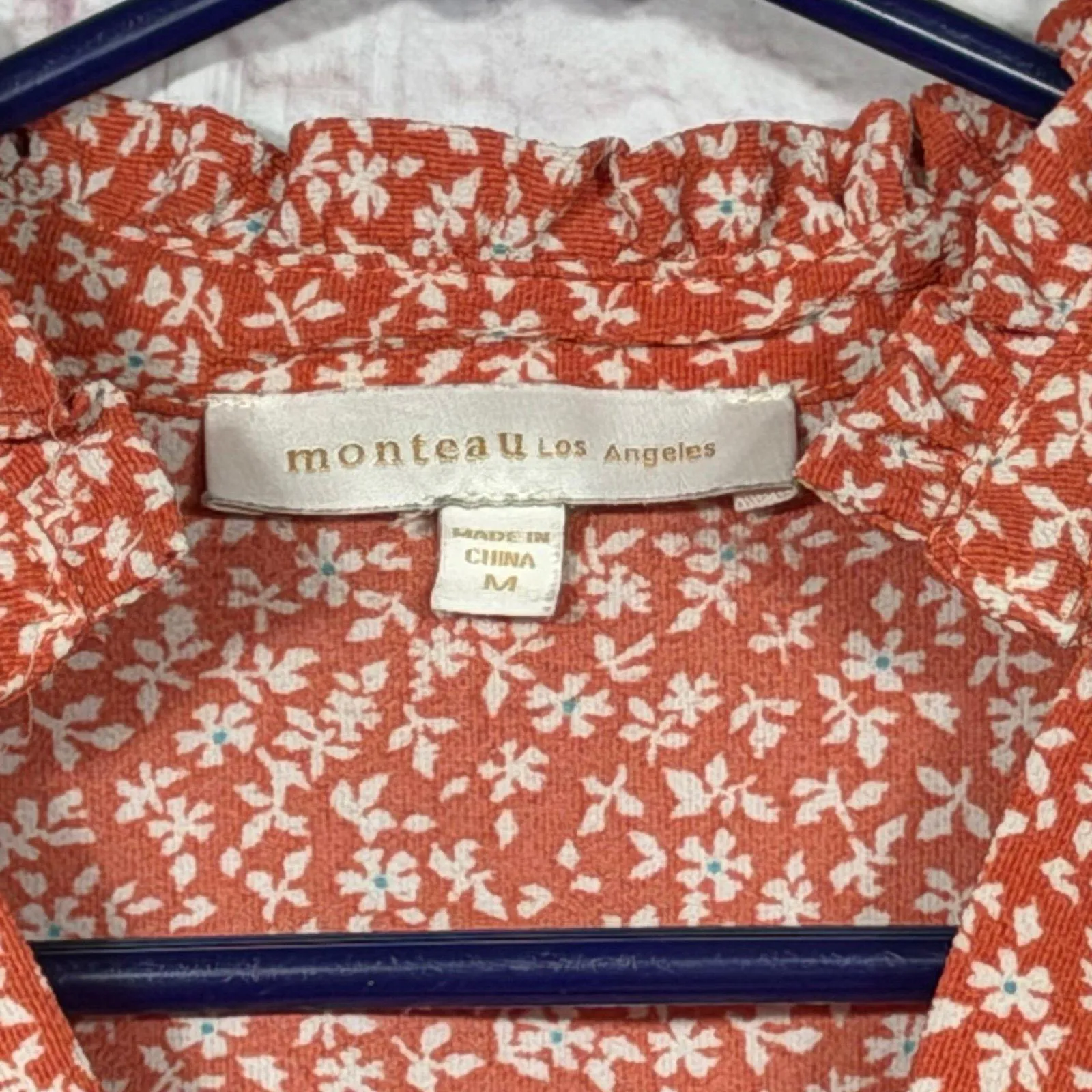 Monteau Los Angeles Floral Peplum Blouse Medium - Image 3