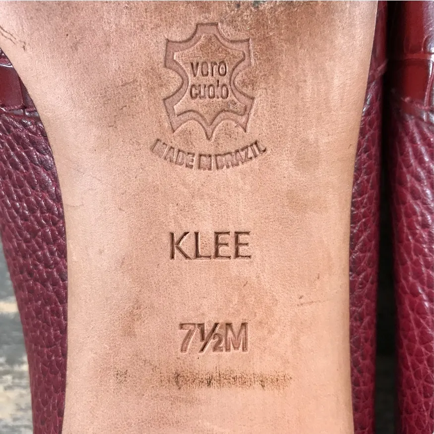 BRIGHTON Klee Leather Slip On Loafer W's 7.5 Burgundy Retro Classic Made Brazil - Image 12